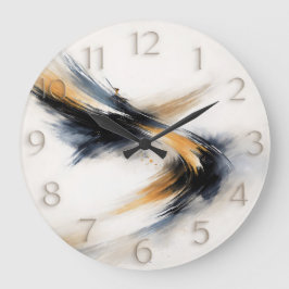 Embedded Time — Abstract Gestural Große Wanduhr
