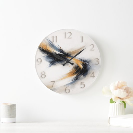 Embedded Time — Abstract Gestural Große Wanduhr (Zuhause)