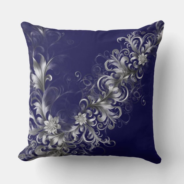 Embellished Navy Blue Throw Pillow Kissen (Vorderseite)