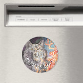 Ember Eyes Wolf Watercolor Magnet (In Situ (Geschirrspüler))