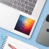 Ember Fade – Abstraktes Feuerkunst Quadrat Vinyl Aufkleber (Laptop mit iPhone)