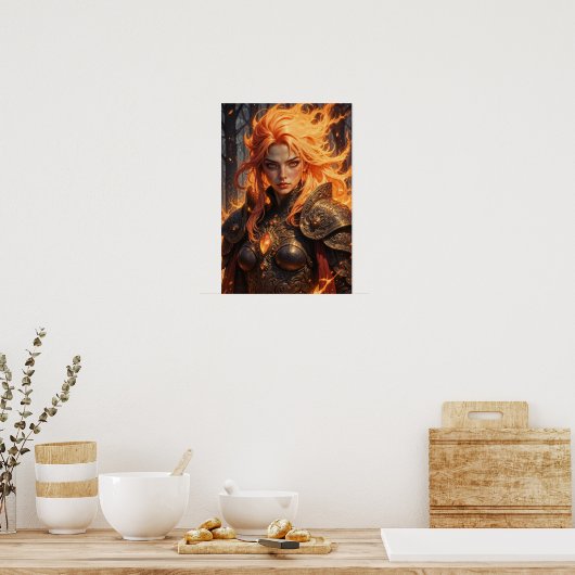 Ember Knight Fantasy Wall Art Poster (Küche)