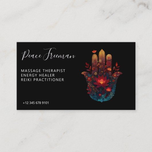 Ember Lotus | Hamsa-Hand-Design Visitenkarte (Vorderseite)