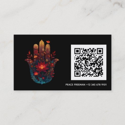 Ember Lotus | Hamsa-Hand-Design Visitenkarte (Vorderseite)