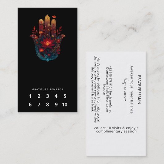 Ember Lotus | Hamsa-Hand-Design Visitenkarte (Vorne/Hinten)