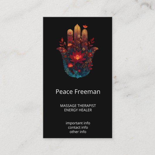 Ember Lotus | Hamsa-Hand-Design Visitenkarte (Vorderseite)