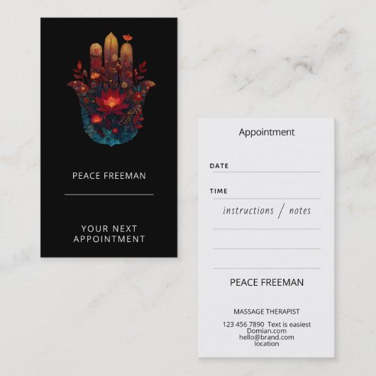 Ember Lotus | Hamsa-Hand-Design Visitenkarte (Vorne/Hinten)