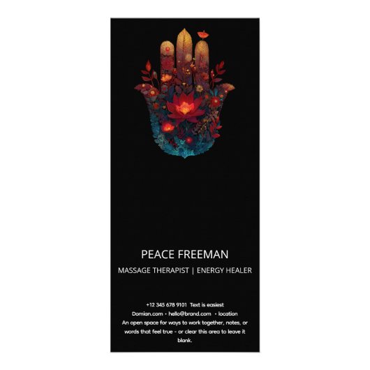 Ember Lotus | Hamsa-Hand-Design Werbekarte (Hinten)