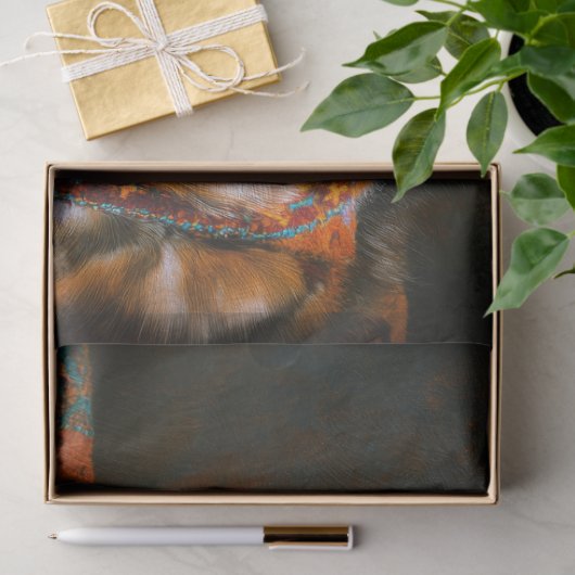 Ember Turquoise Black Wolf Portrait Seidenpapier (Geschenk)