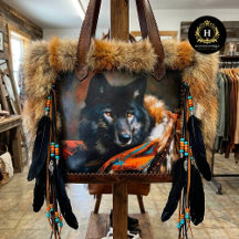 Ember Turquoise Black Wolf Portrait