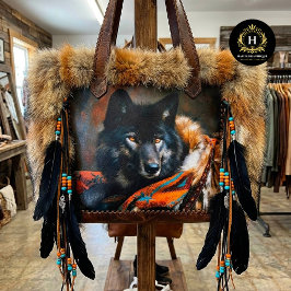 Ember Turquoise Black Wolf Portrait Seidenpapier