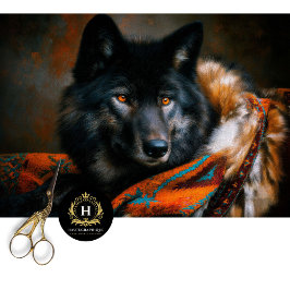 Ember Turquoise Black Wolf Portrait Seidenpapier
