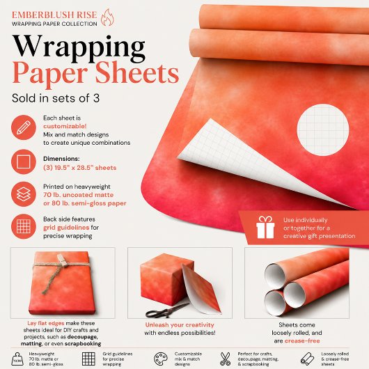 Emberblush Rise Geschenkpapier Set