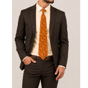 Emberielle verbranntes Orange und Gold verzierte B Krawatte