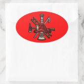 Emblem der Feuerwehr und Rettungsabteilung Ovaler Aufkleber (Tasche)