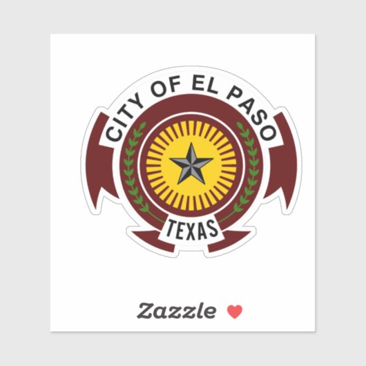 Emblem der Stadt El Paso, Texas Vinyl Sticker (Blatt)