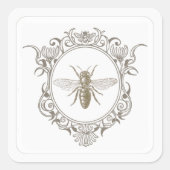 Emblem der Verzierten Rahmen Honeybee Quadratischer Aufkleber (Vorderseite)