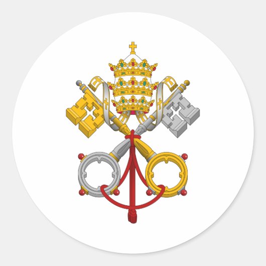 Emblem des Offiziellen Papstsymboles Runder Aufkleber (Vorderseite)