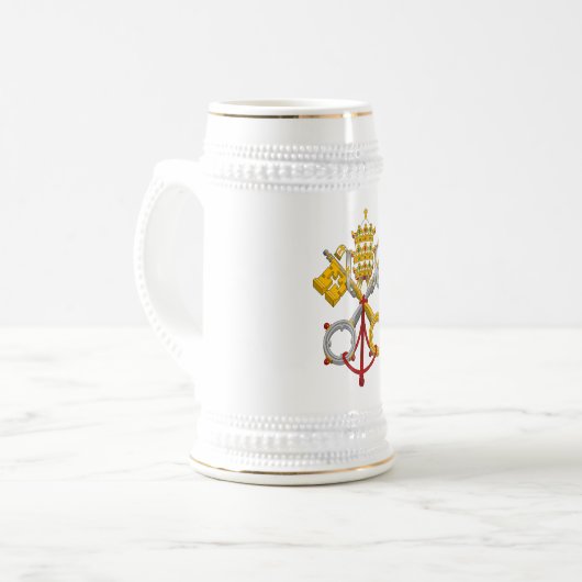 Emblem des Papacy-offiziellen Papstes Symbol Coat Bierglas (Vorderseite Links)