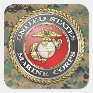 Emblem des US-Marine Corps (USMC) [3D] Quadratischer Aufkleber