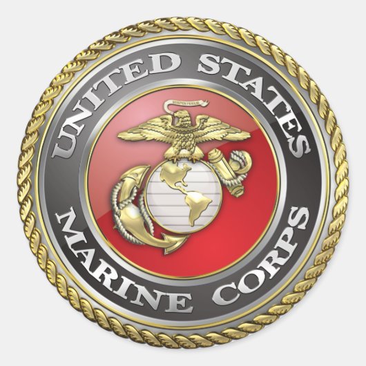 Emblem des US-Marine Corps (USMC) [3D] Runder Aufkleber (Vorderseite)