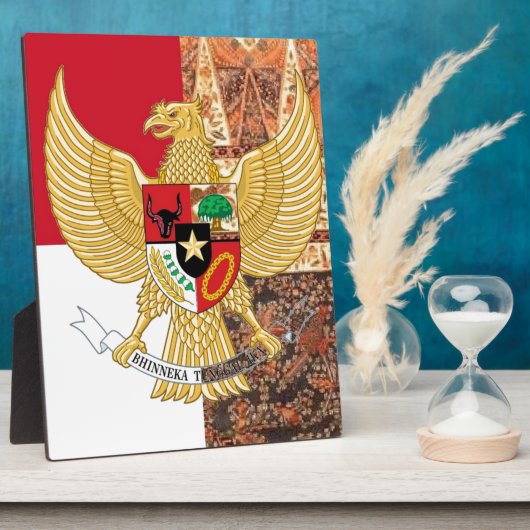 Emblem Indonesiens - Garuda Pancasila Batik Flag Fotoplatte (Seite)