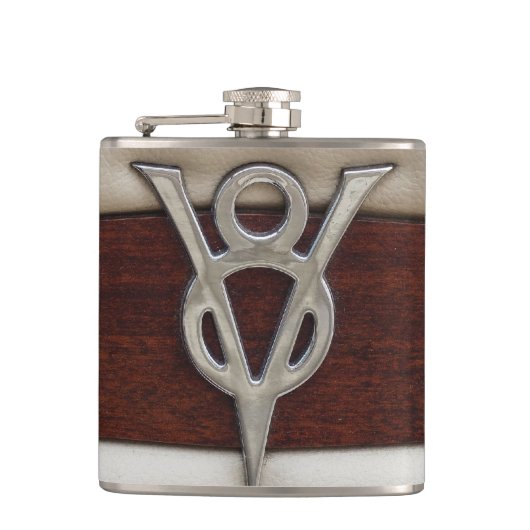 Emblem V8-Motor Grease Monkey Flachmann (Vorderseite)