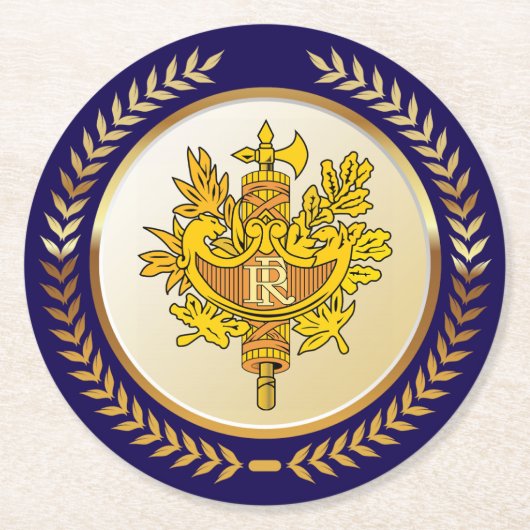 Emblem von Frankreich Runder Pappuntersetzer (Vorderseite)