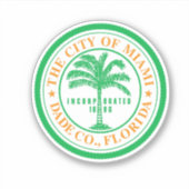 Emblem von Miami, Florida Vinyl Sticker (Vorderseite)
