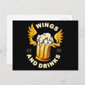 Embleme Biergetränke und Flügel Postkarte (Vorne/Hinten)
