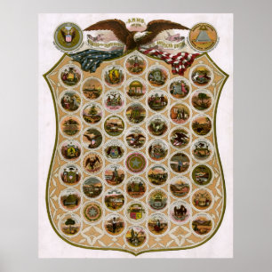 Embleme der Vereinigten Staaten 1876 Poster