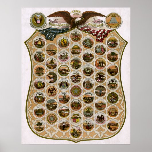 Embleme der Vereinigten Staaten 1876 Poster (Vorne)