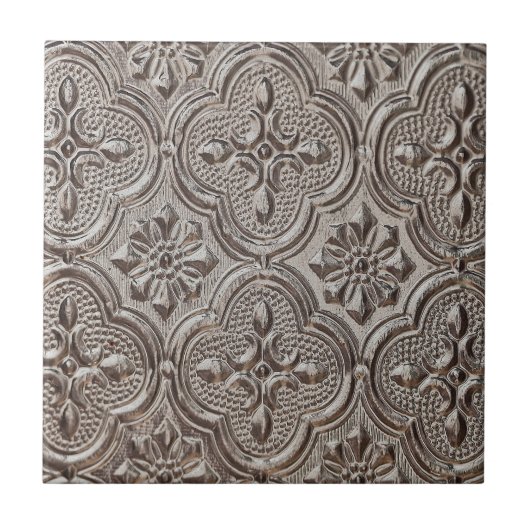 Emboss Style Silver Gray Medallion Fliese (Vorderseite)