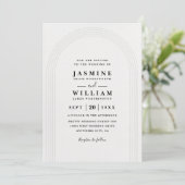 Embossed Arch Minimalist Elegant QR Code Wedding Einladung (Stehend Vorderseite)