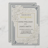 Embossed Art Deco Floral Wedding Einladung (Vorne/Hinten)