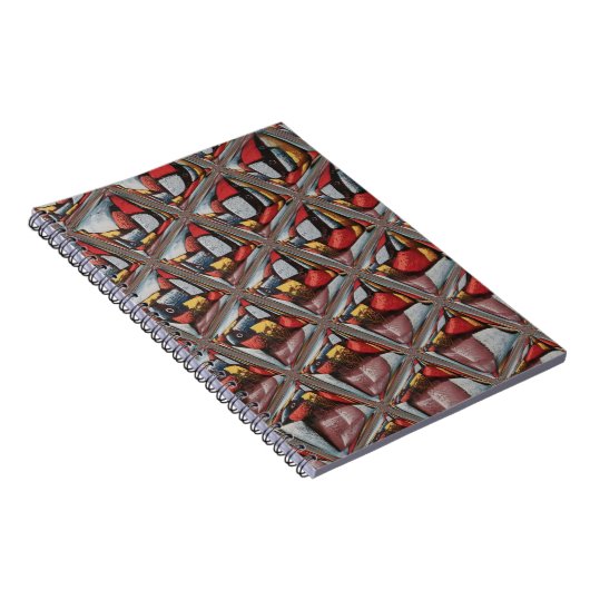 Embossed Ash Gray Maroon Checkered: Eine moderne K Notizblock (Rechte Seite)