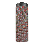 Embossed Ash Gray Maroon Checkered: Eine moderne K Thermosbecher (Vorderseite)