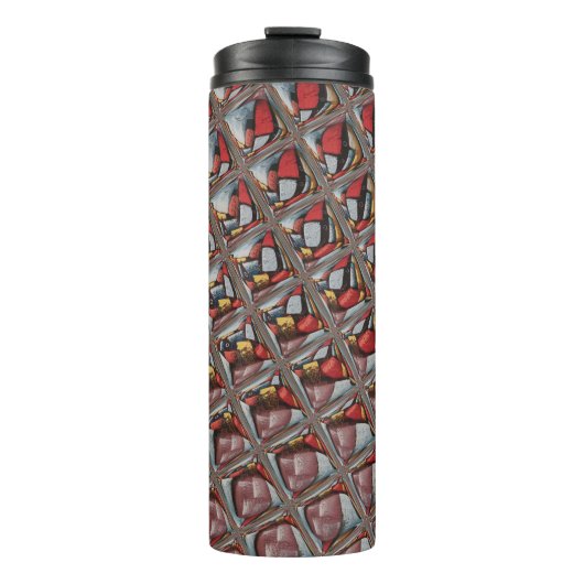 Embossed Ash Gray Maroon Checkered: Eine moderne K Thermosbecher (Vorderseite)