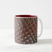 Embossed Ash Gray Maroon Checkered: Eine moderne K Zweifarbige Tasse (VorderseiteRechts)