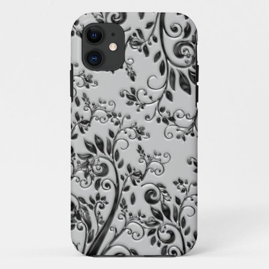 Embossed Black Wirbel Floral Case-Mate iPhone Hülle (Rückseite)