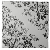 Embossed Black Wirbel Floral Fliese (Vorderseite)