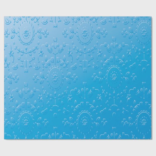Embossed Blue Blume Abstrakt Gradient Geschenkpapier (Flach)