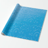 Embossed Blue Blume Abstrakt Gradient Geschenkpapier (Ungerollt)