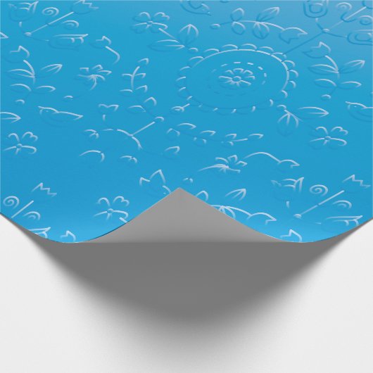 Embossed Blue Blume Abstrakt Gradient Geschenkpapier (Ecke)