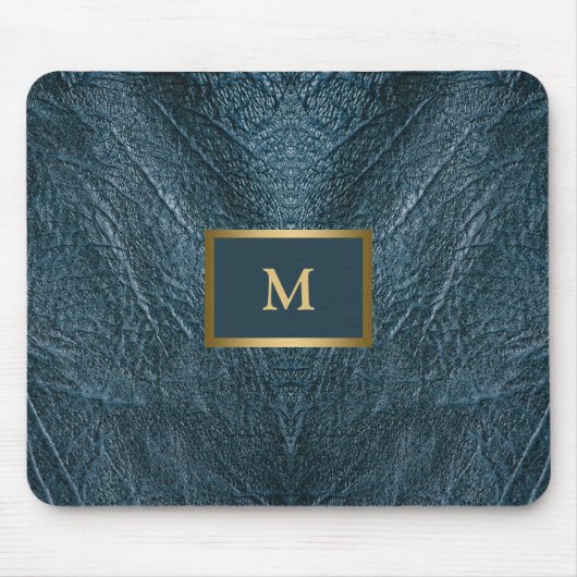 Embossed Blue Leather Mousepad (Vorne)