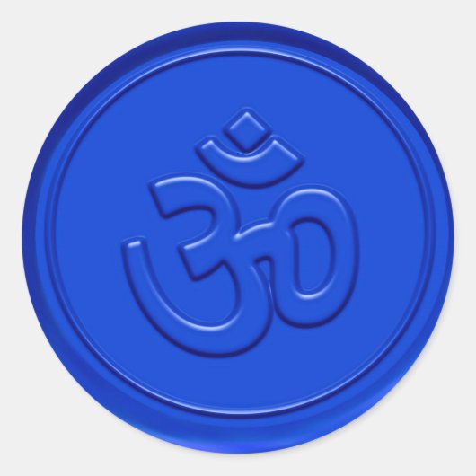 Embossed Blue Om Sign Runder Aufkleber (Vorderseite)