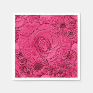 Embossed Blume Berry-COCKTAIL NAPKINS Serviette
