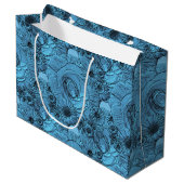 Embossed Blume-Blue Green-GIFT BAG L Große Geschenktüte (Vorderseite Schrägansicht)