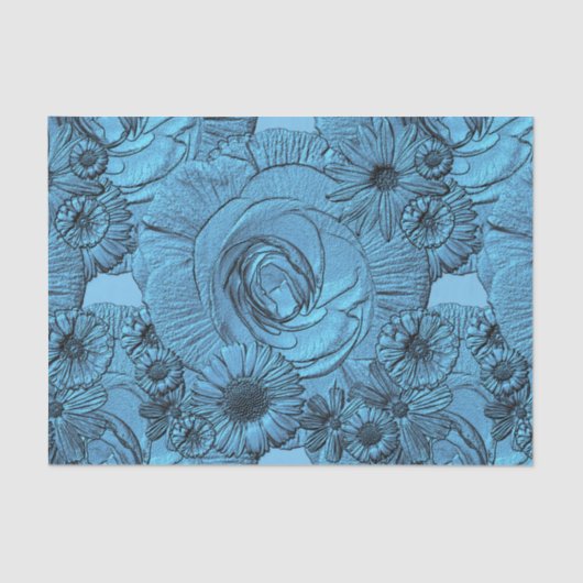 Embossed Blume-Blue-Tissue Wrapping Seidenpapier (Vorderseite)