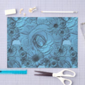 Embossed Blume-Blue-Tissue Wrapping Seidenpapier (Handwerk)